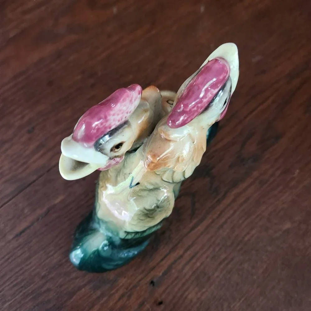Rooster Majolica All In 1 Oil Vinegar Cruets Bottle Chicken Vintage Japan Unsign